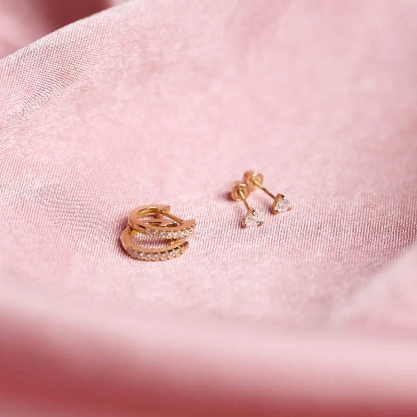 10k Solid Gold Pave CZ Huggies