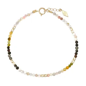 14K Gold Mini Faceted Gem Healing Bracelet: Earth Tone Gems