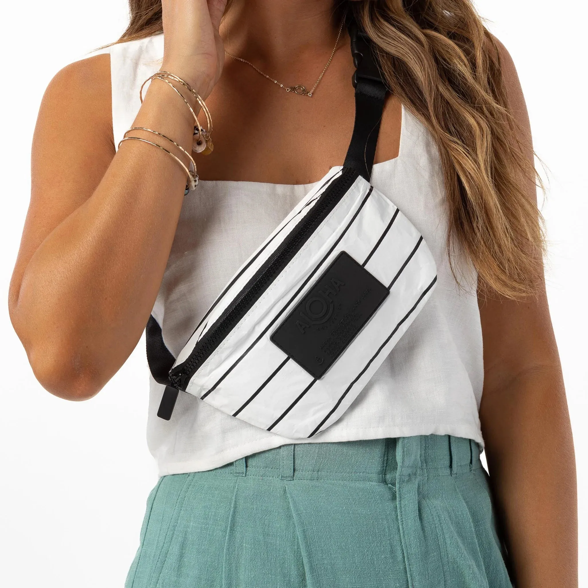 Aloha Pinstripe Mini Hip Pack Black/White