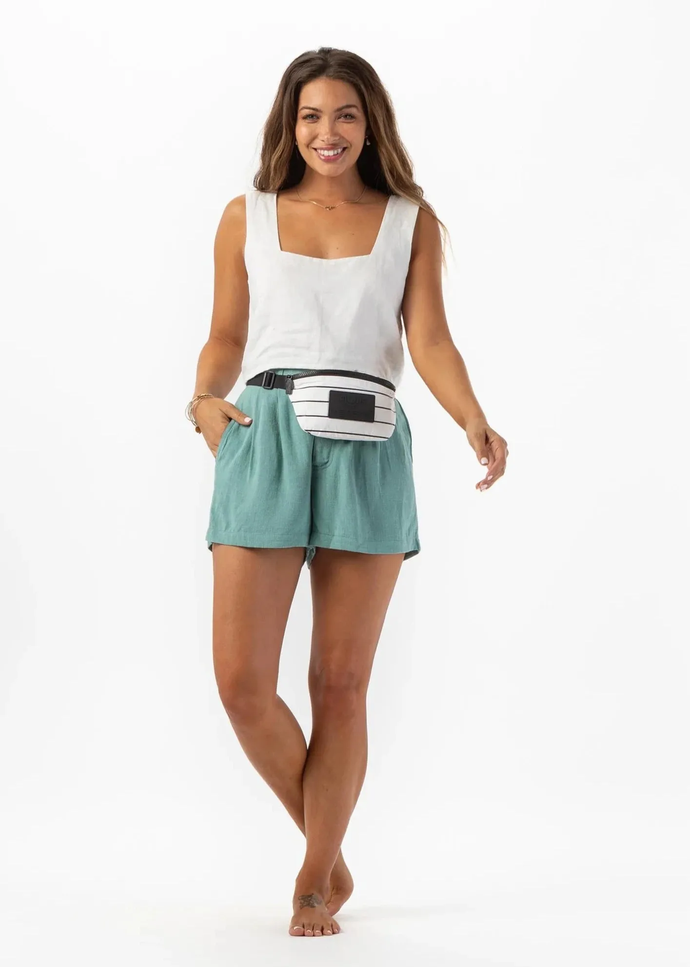 Aloha Pinstripe Mini Hip Pack Black/White