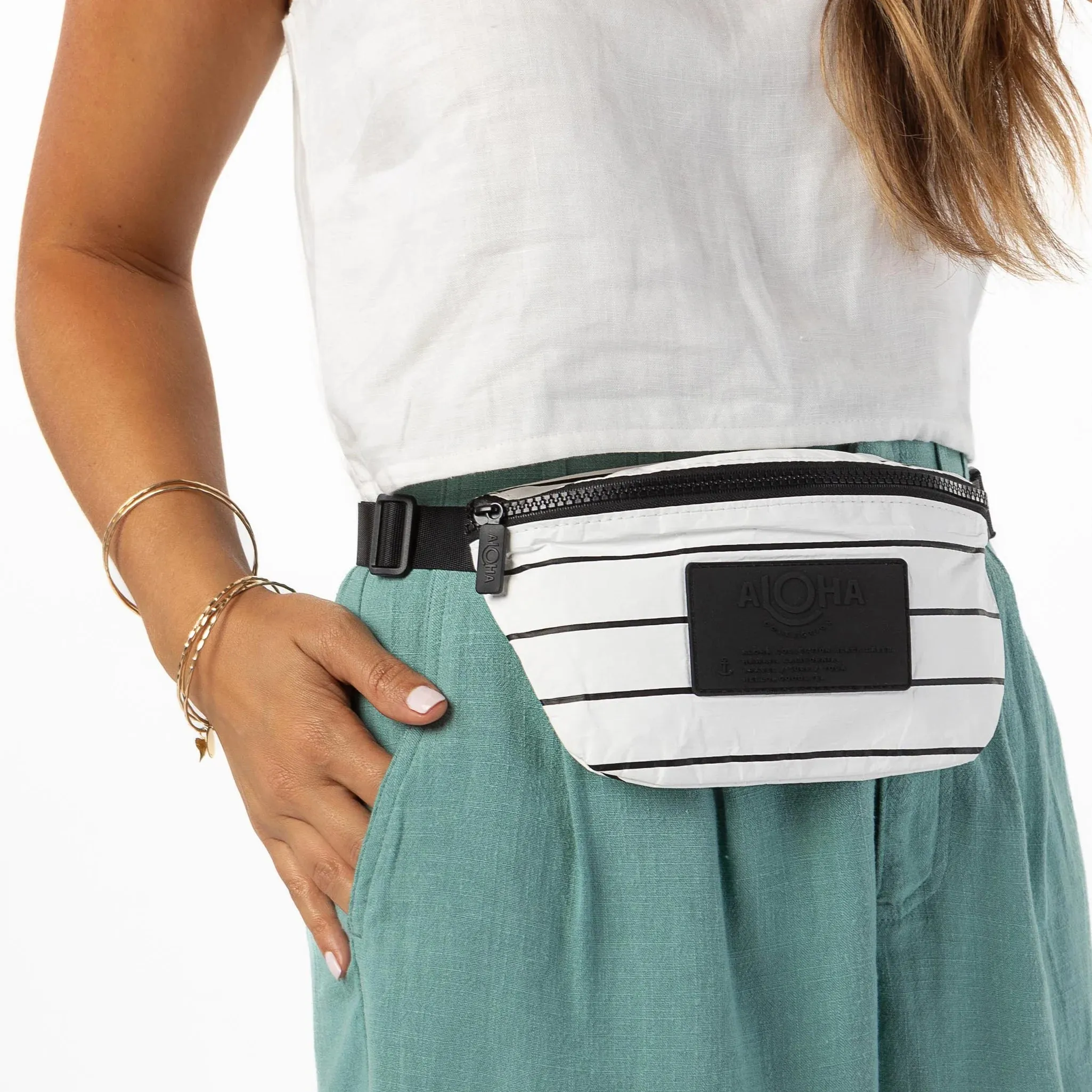 Aloha Pinstripe Mini Hip Pack Black/White