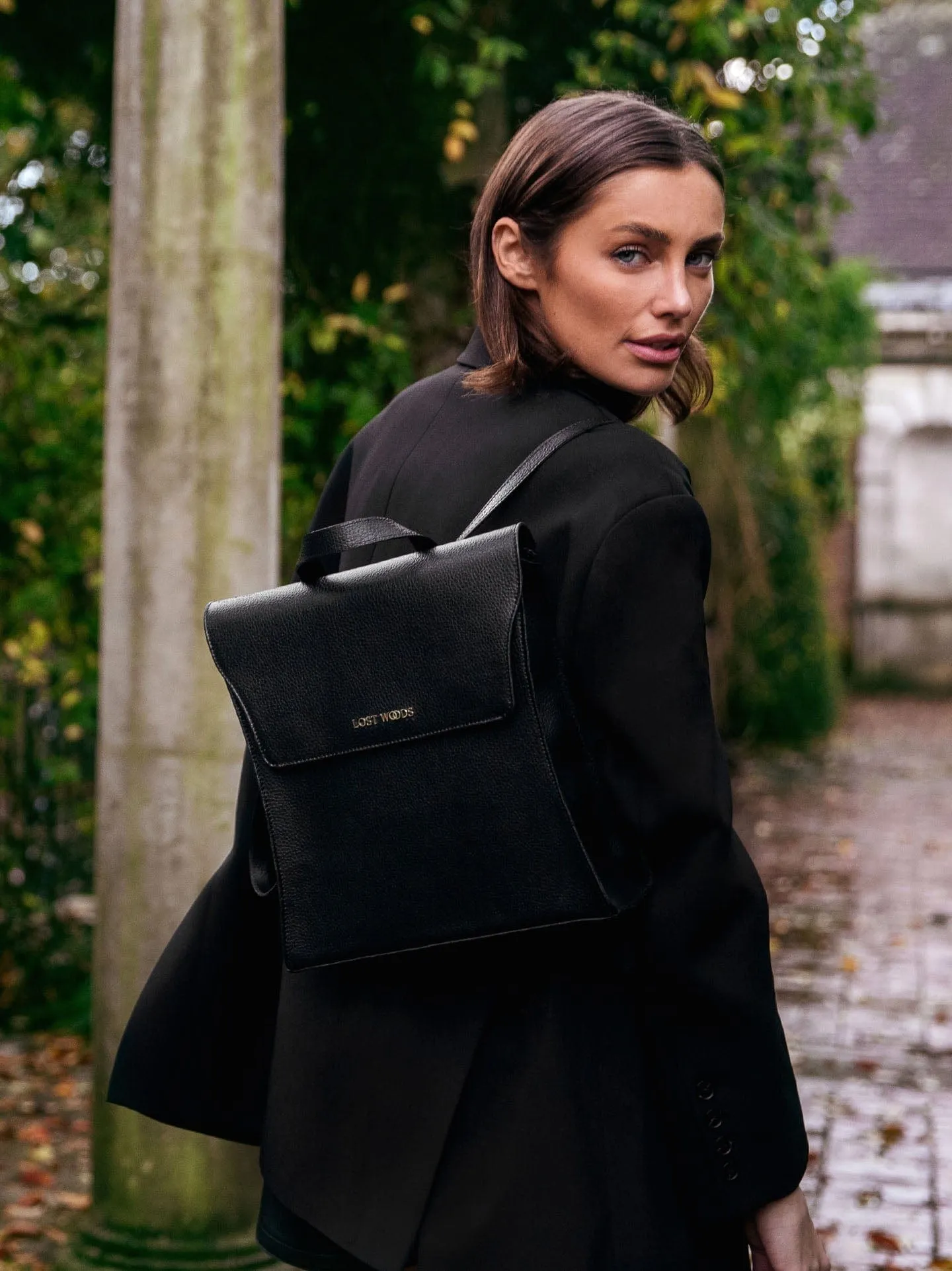 Birch MIRUM® Leather Vegan Backpack | Black & Gold