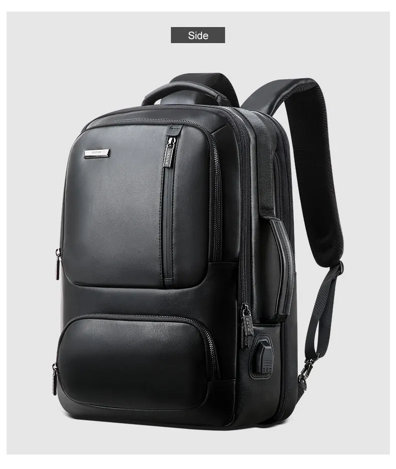 BOPAI™ Luxury Genuine Leather Expendable 15.6 Inch Laptop Backpack (USB Port)-A0003