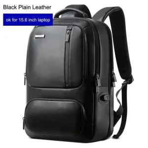 BOPAI™ Luxury Genuine Leather Expendable 15.6 Inch Laptop Backpack (USB Port)-A0003
