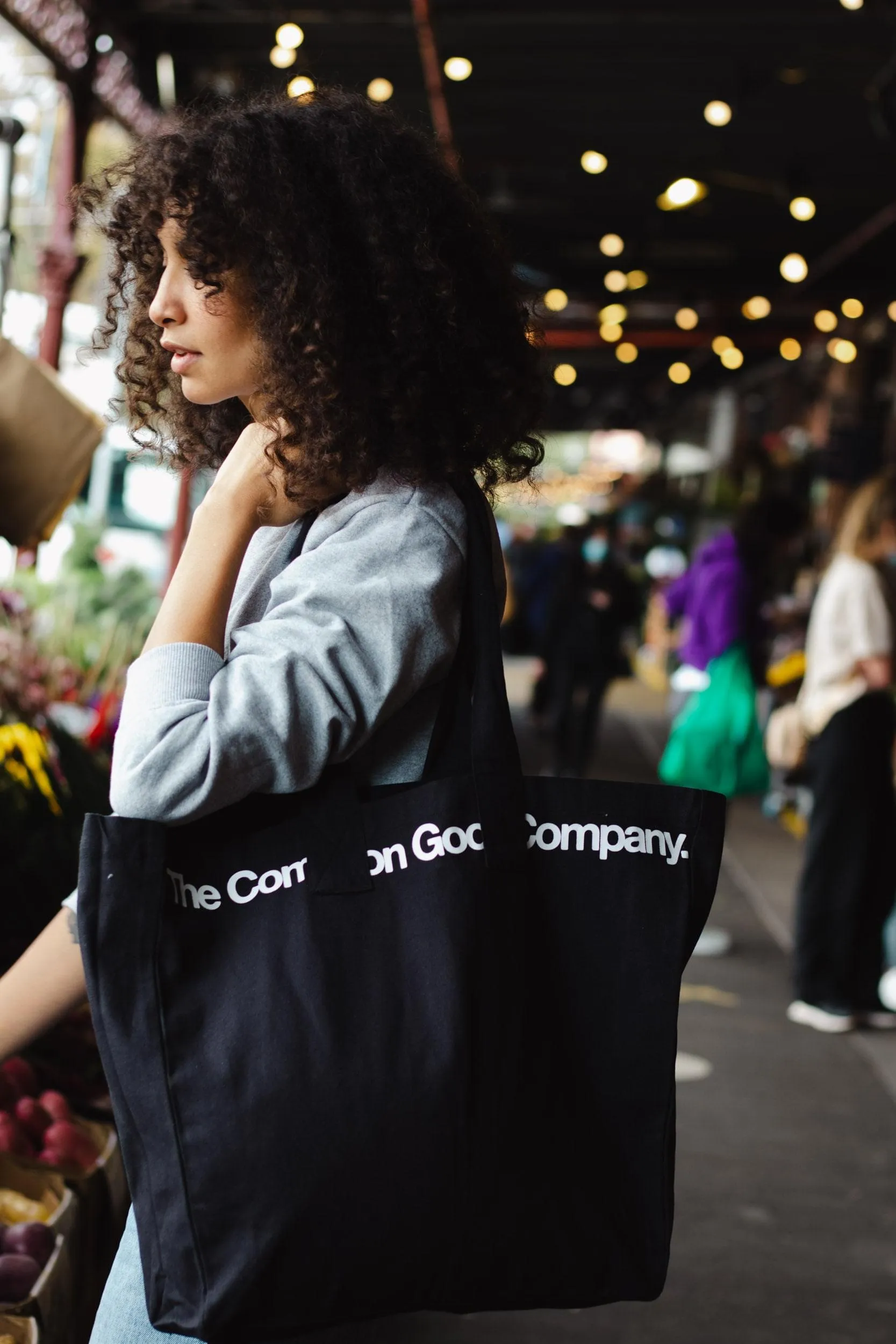 Charcoal 100% Recycled Cotton Market Tote - Longform Logo