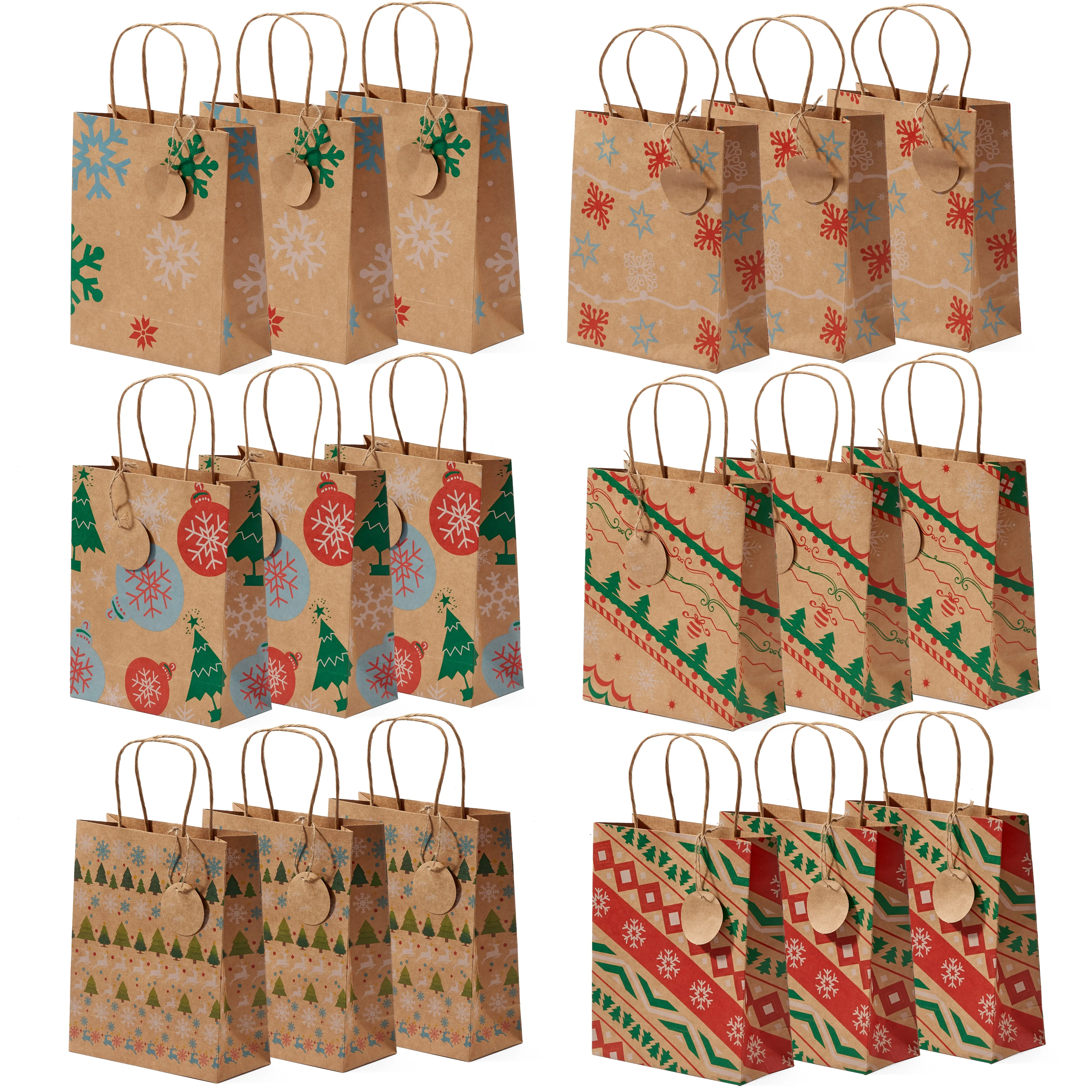 Christmas Kraft Gift Bags with Tags