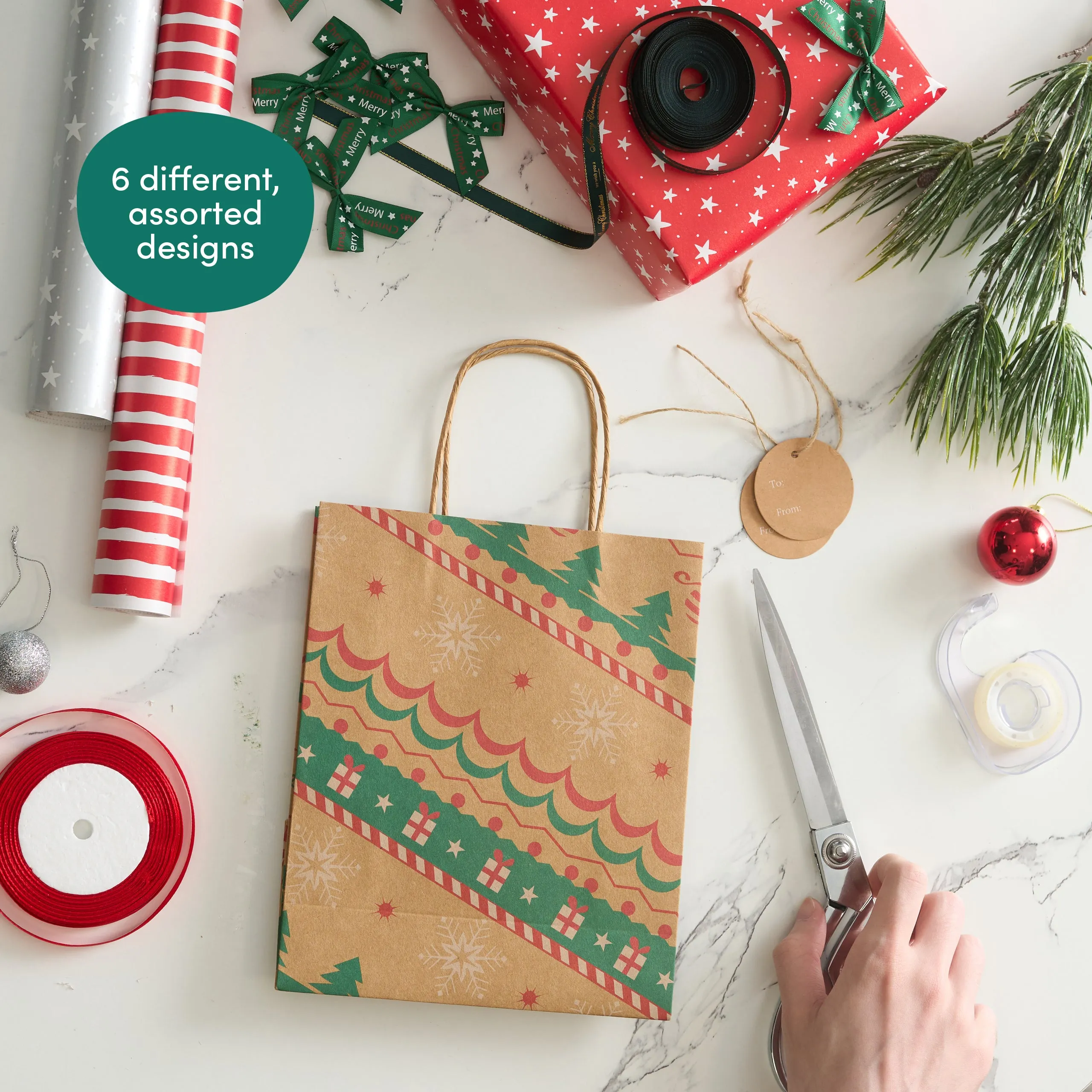 Christmas Kraft Gift Bags with Tags