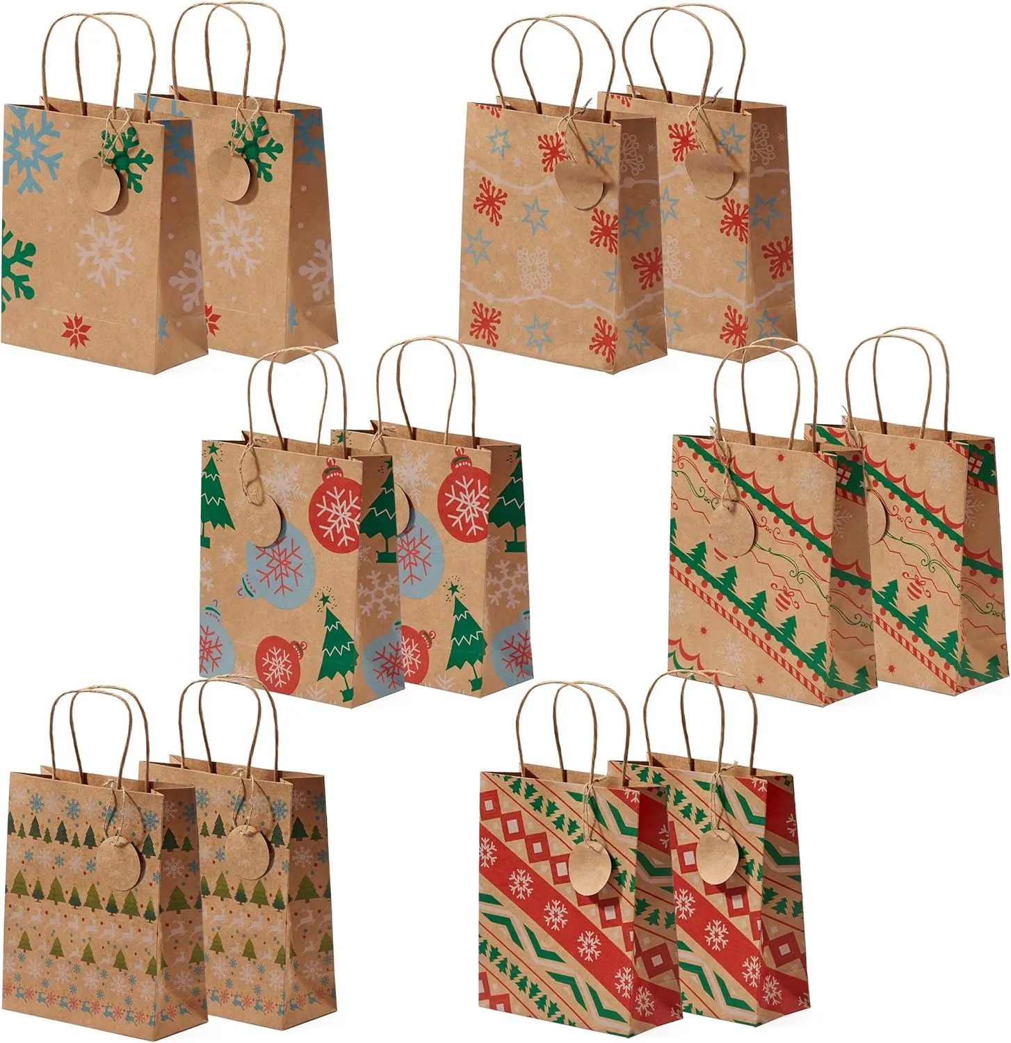 Christmas Kraft Gift Bags with Tags