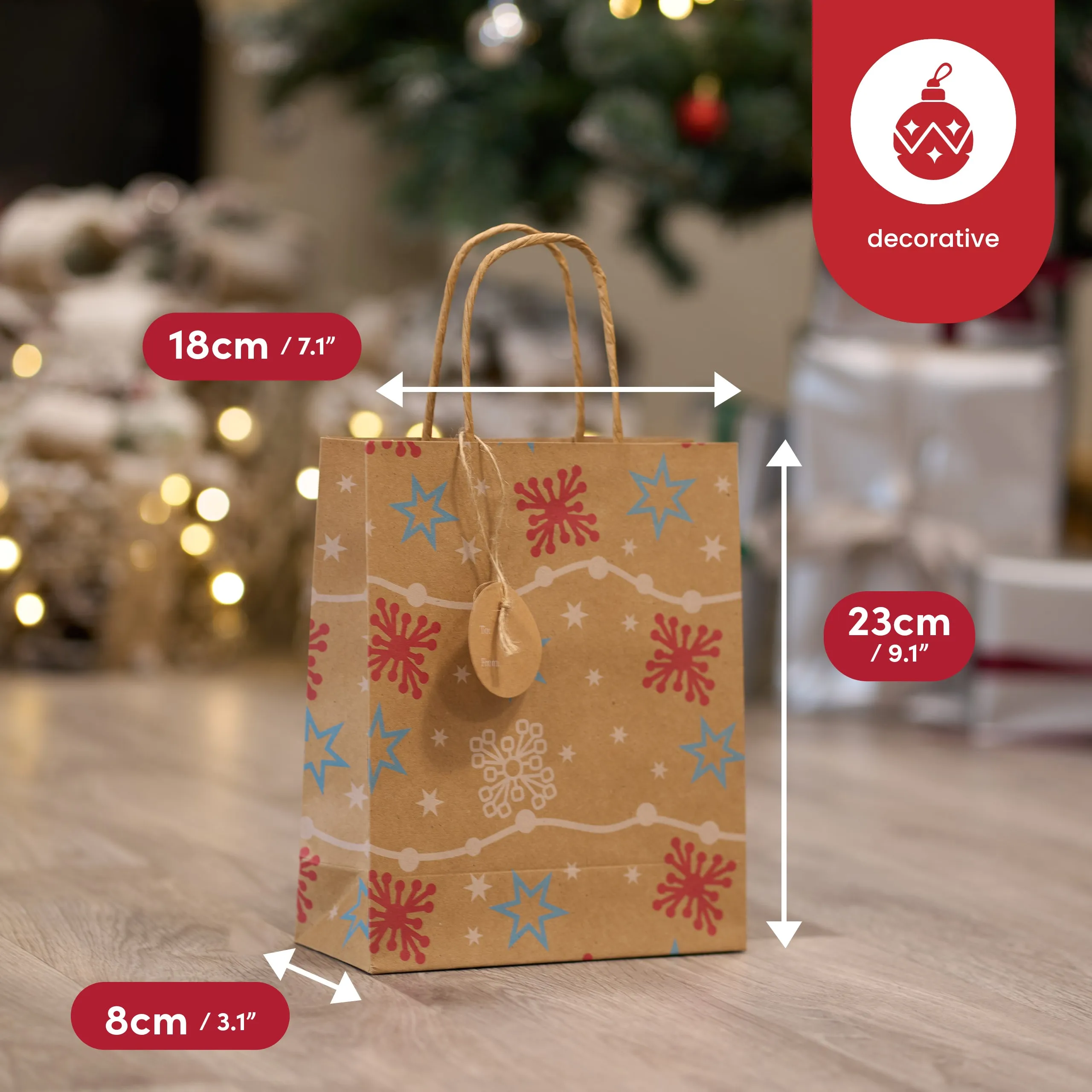 Christmas Kraft Gift Bags with Tags