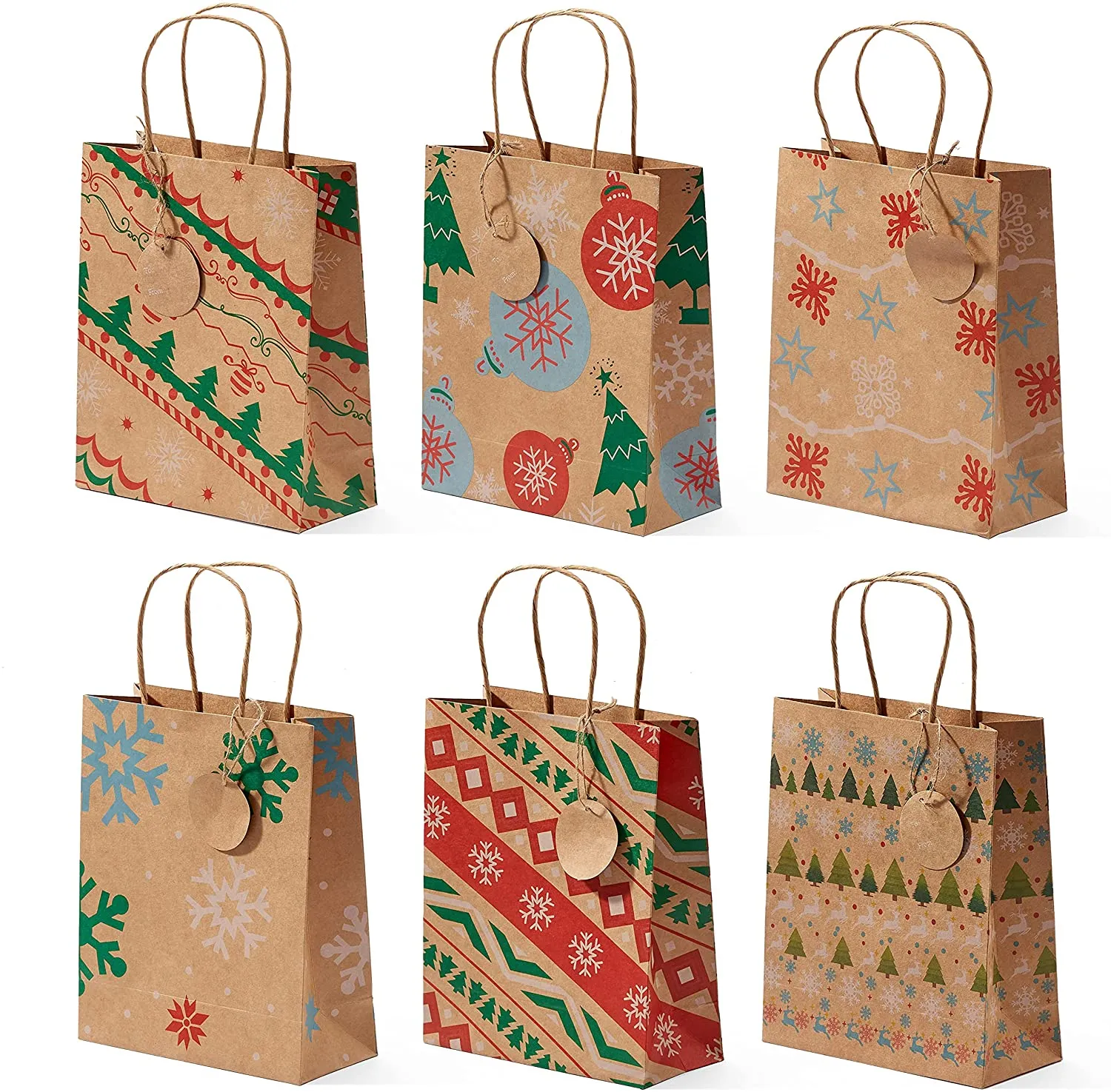 Christmas Kraft Gift Bags with Tags