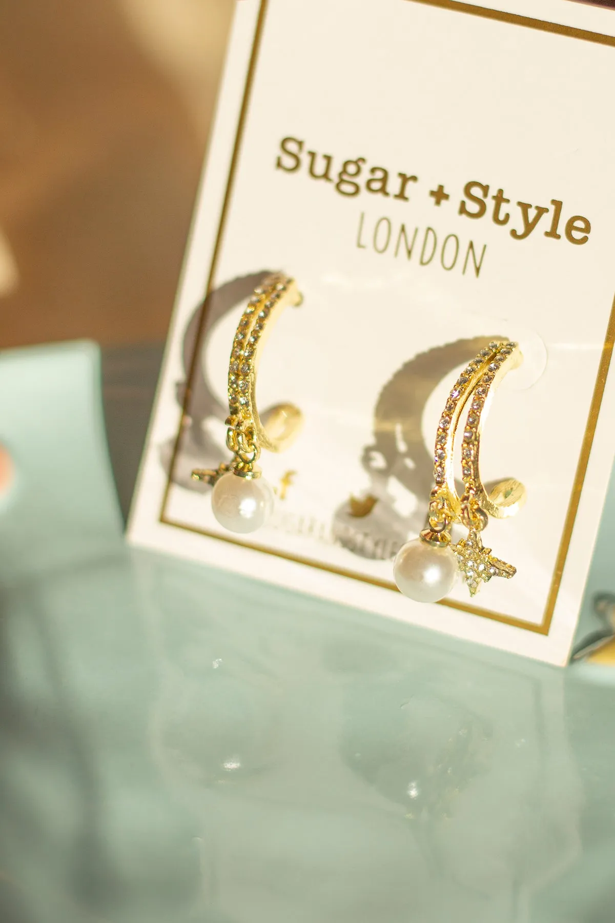 Diamante Hoop Celestial Dangle Earrings