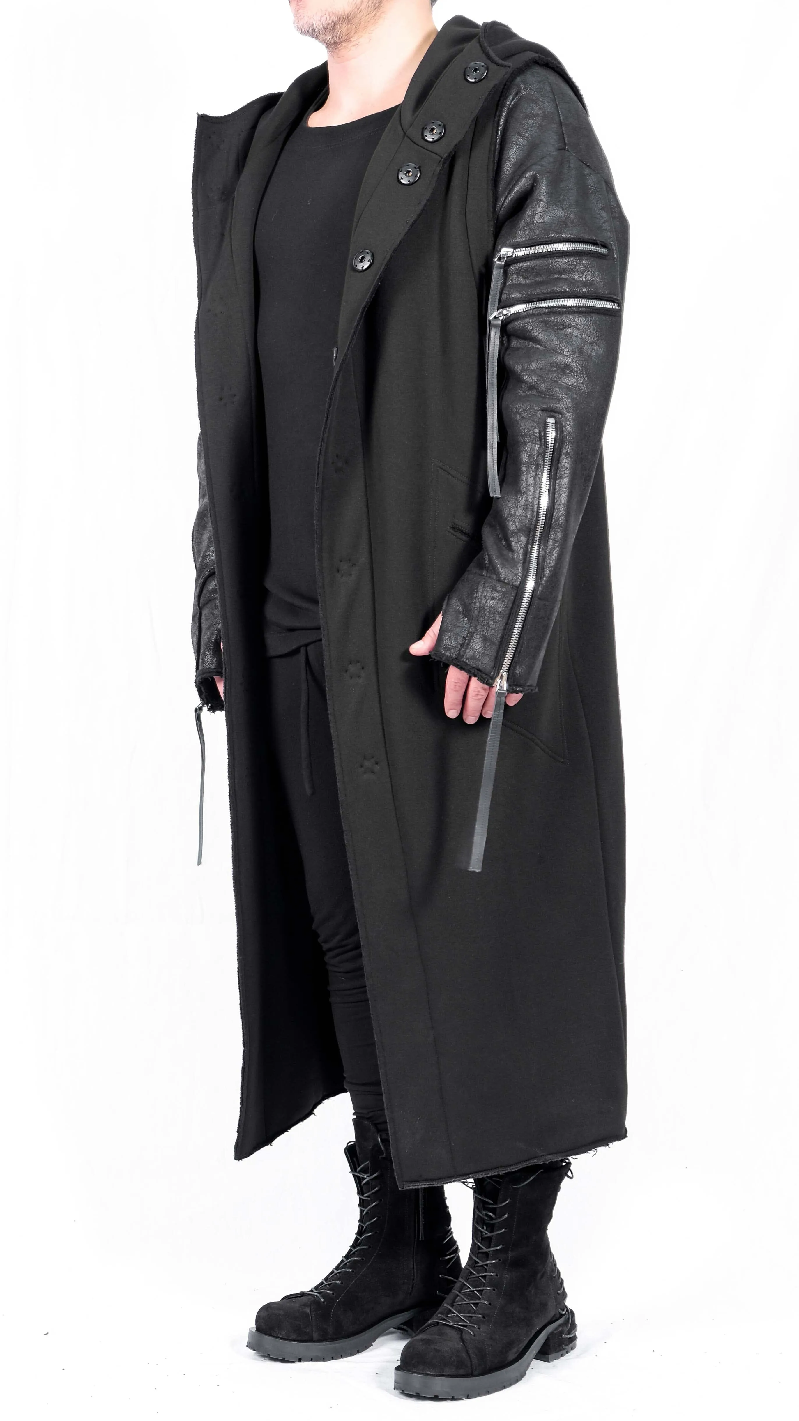 Double Sweatshirt Coat with Hood