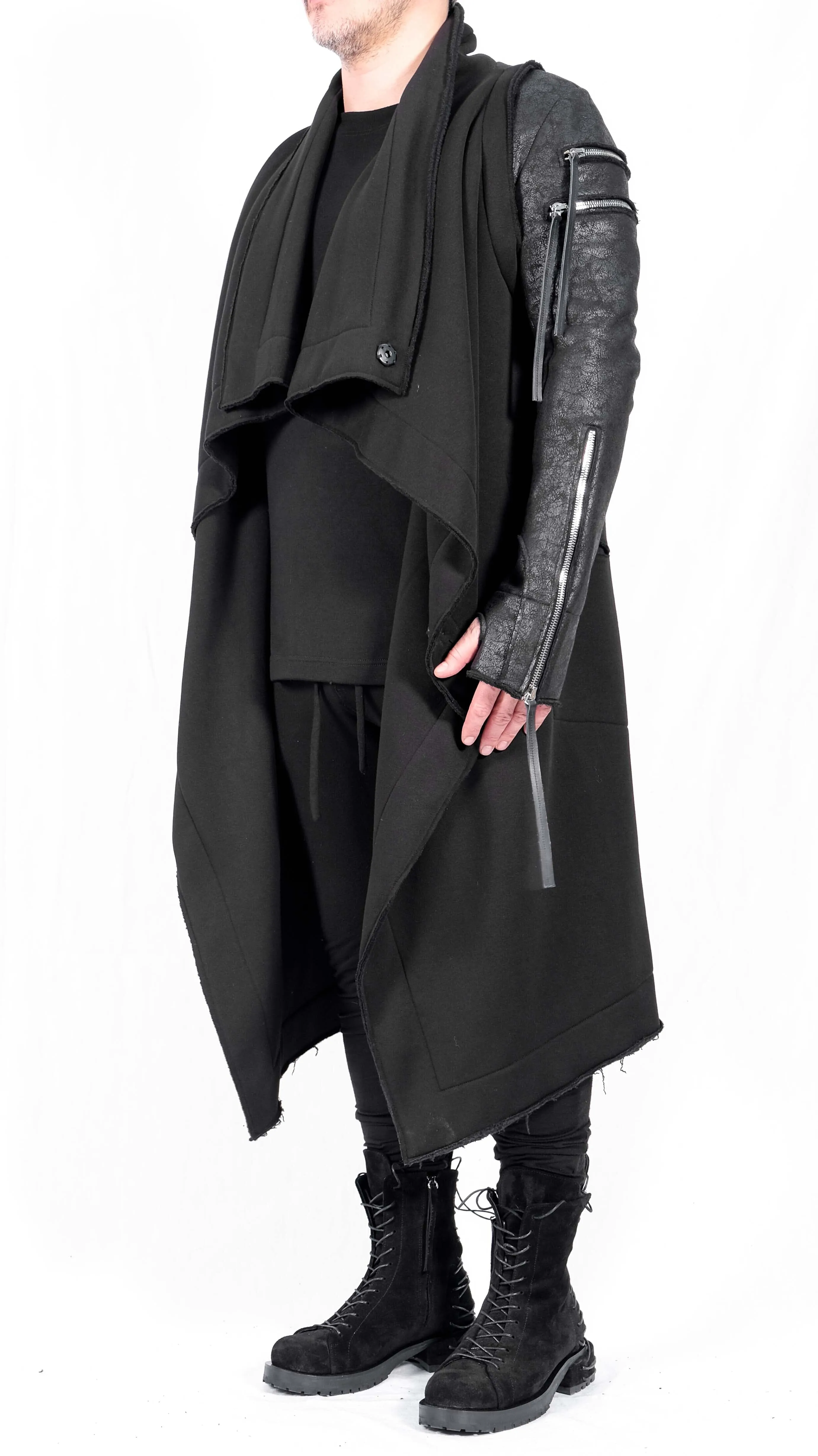Double Sweatshirt Long Jacket