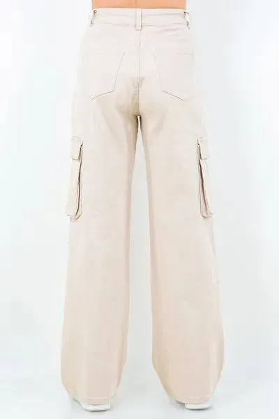 Drawstring Wide Leg Cargo Pants
