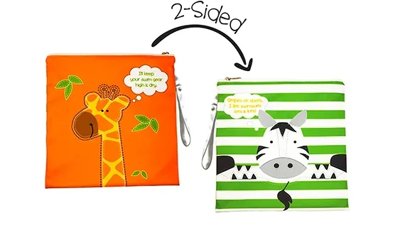 Flap Jack Kids 2-Sided Wet Bag - Lion | Monkey