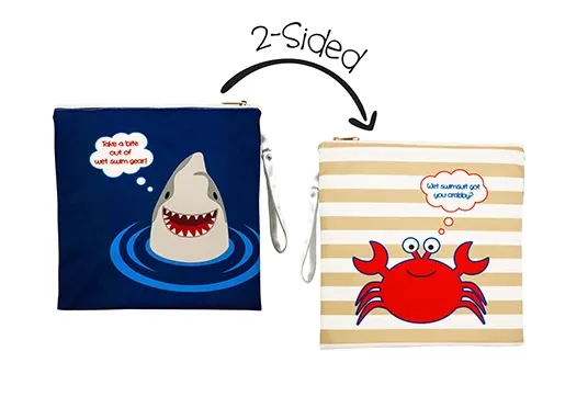 Flap Jack Kids 2-Sided Wet Bag - Lion | Monkey