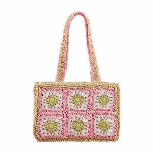 Floral Crochet Mini Tote- Pink