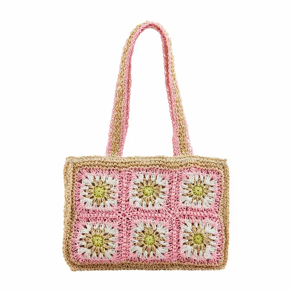 Floral Crochet Mini Tote- Pink