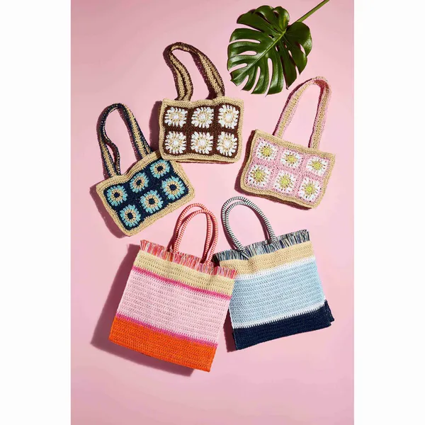 Floral Crochet Mini Tote- Pink