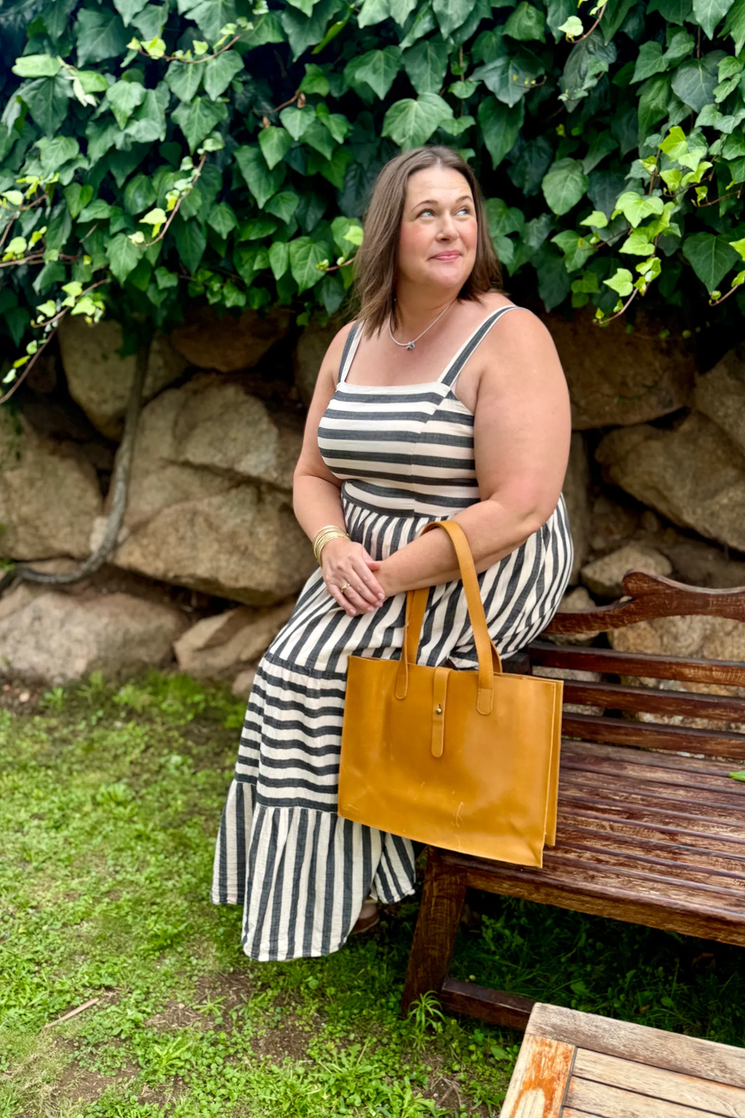 GEN Large Leather Handbag, Caramel