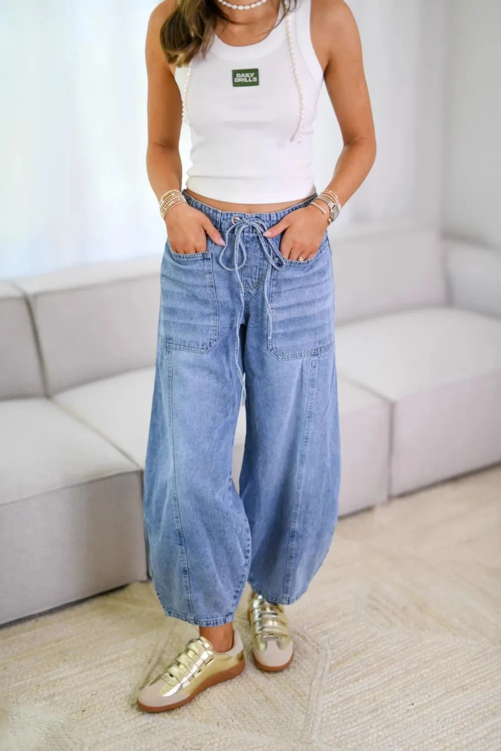 Hazel Blues® |  Drawstring Jeans with Pockets