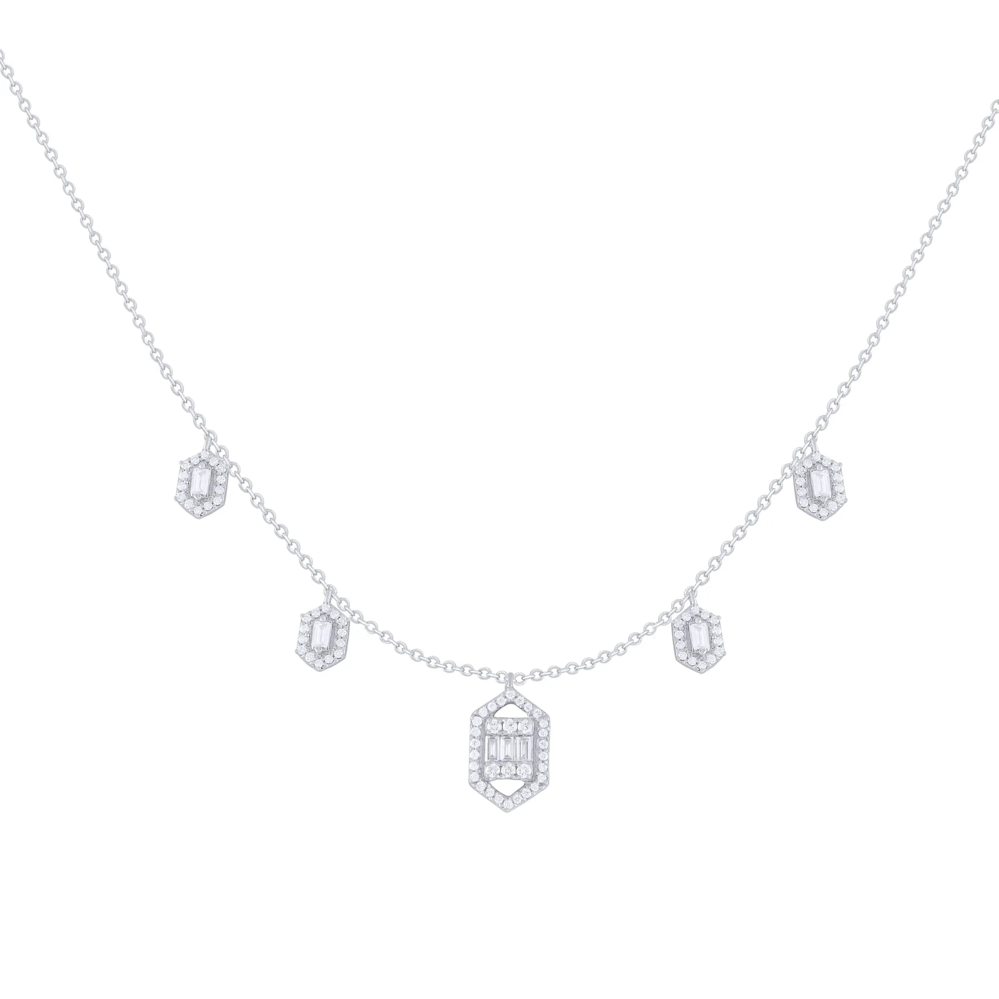 Hexi Diamond Baguette Dangle Necklace