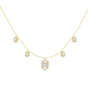 Hexi Diamond Baguette Dangle Necklace