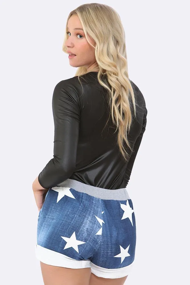 Italian Cotton Star Print Drawstring Shorts