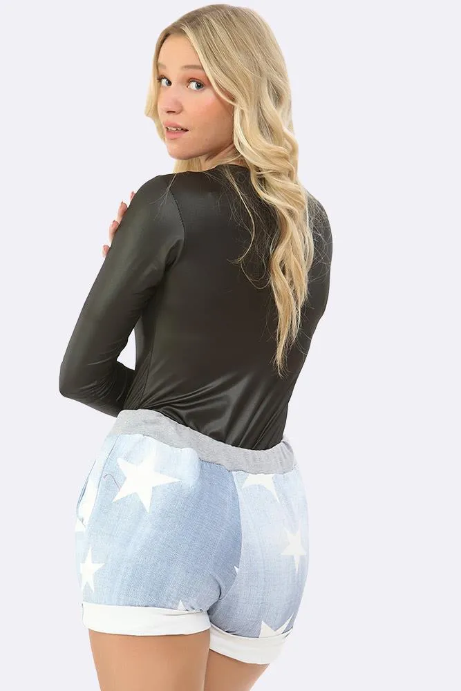 Italian Cotton Star Print Drawstring Shorts