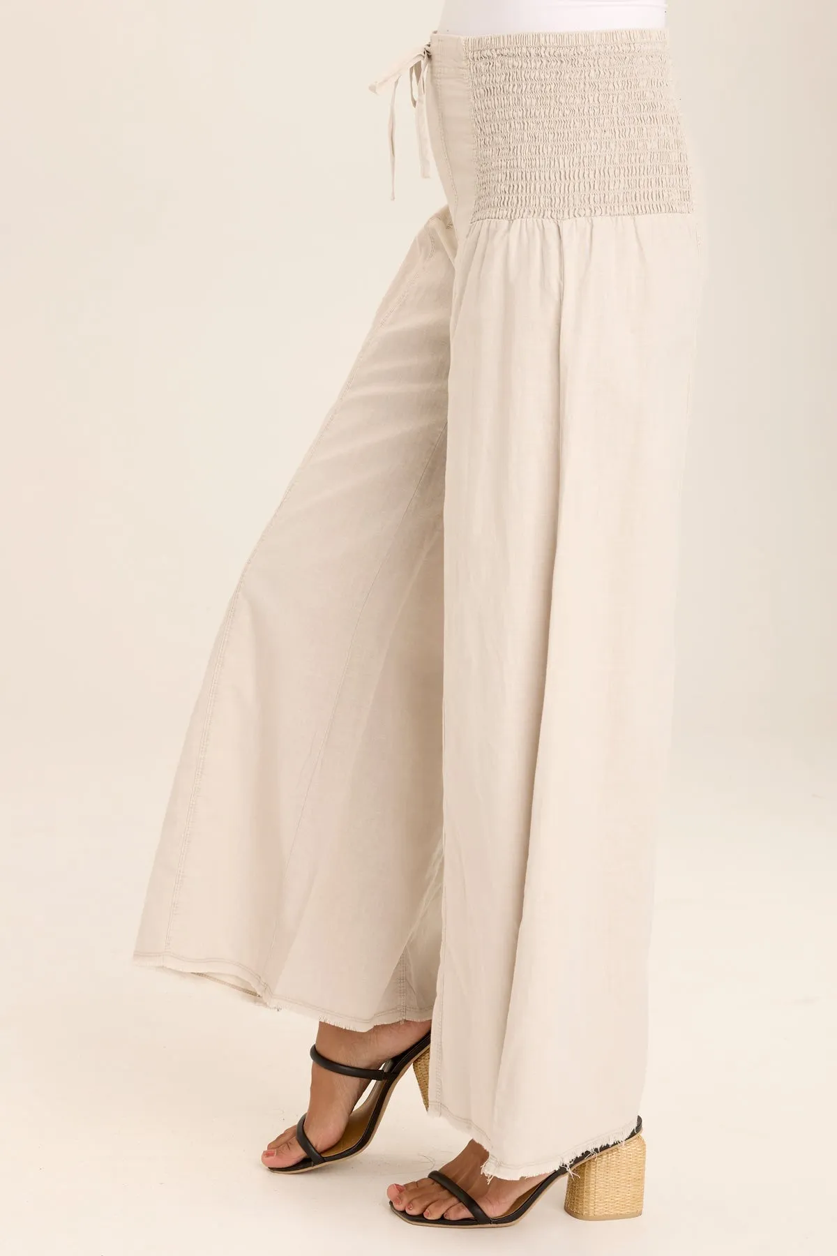 Kaj Wide Leg Cotton Linen Flare Pant