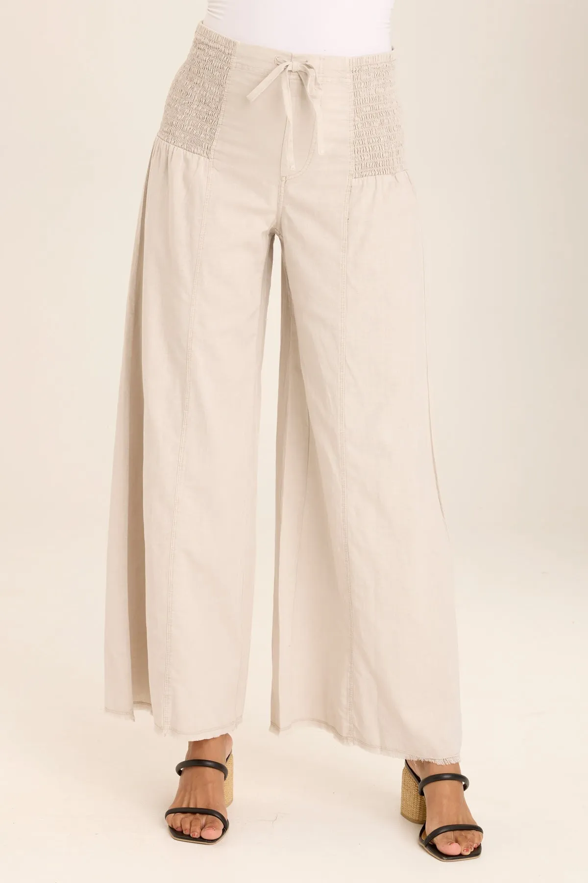 Kaj Wide Leg Cotton Linen Flare Pant