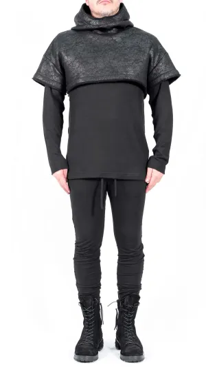 Leather Effect Crop Top with Hood