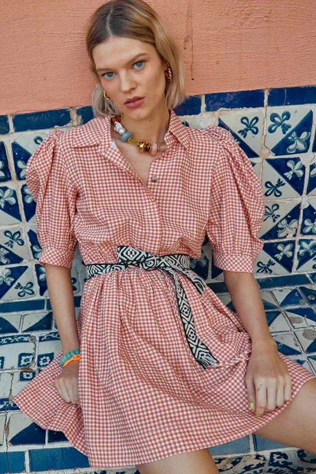 McCAULEY DRESS - TERRACOTTA GINGHAM