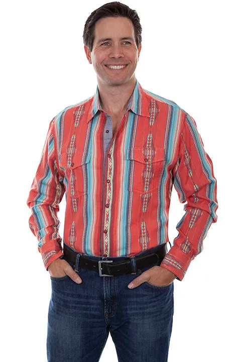 Men's Signature Shirt Collection: Coral Serape Print
