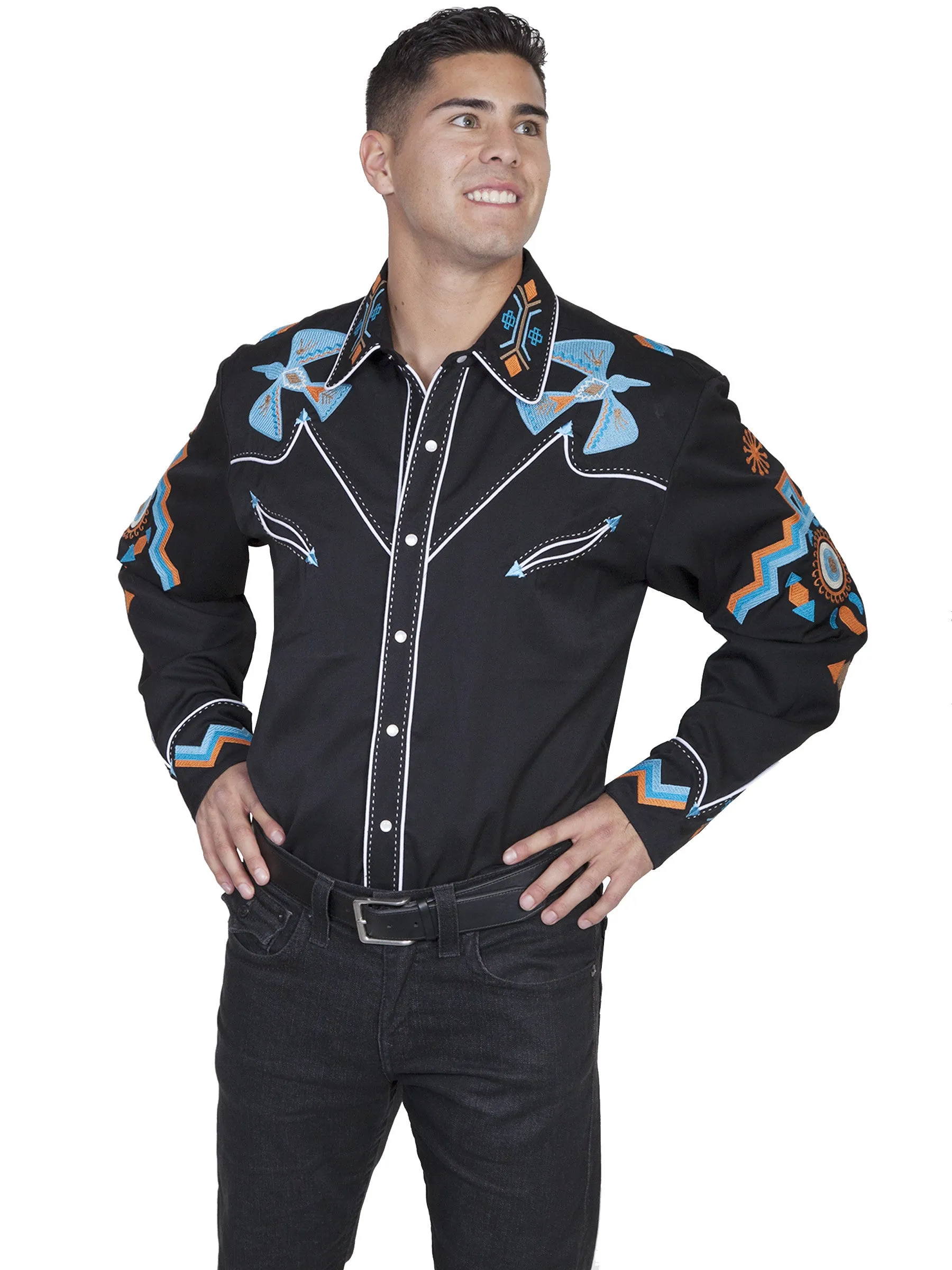 Men's Vintage Western Shirt Collection: Scully Thunderbird Phoenix Rises