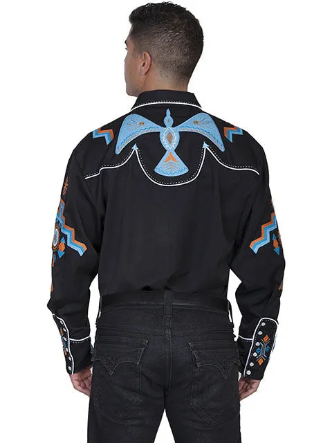 Men's Vintage Western Shirt Collection: Scully Thunderbird Phoenix Rises