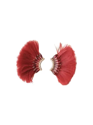 Mignonne Gavigan Luxe Mini Madeline Feather Earrings in Red