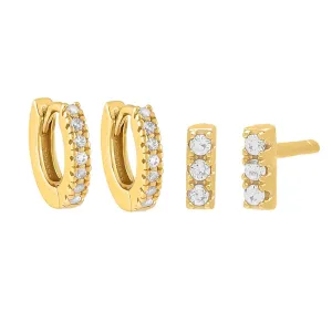 Mini Pavé Stackable Earring Combo Set