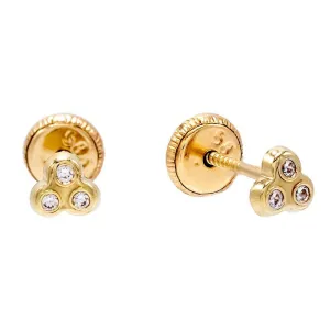 Mini Trio Bezel Stud Earring 14K
