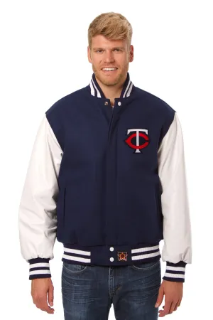Minnesota Twins Embroidered Wool and Leather Jacket