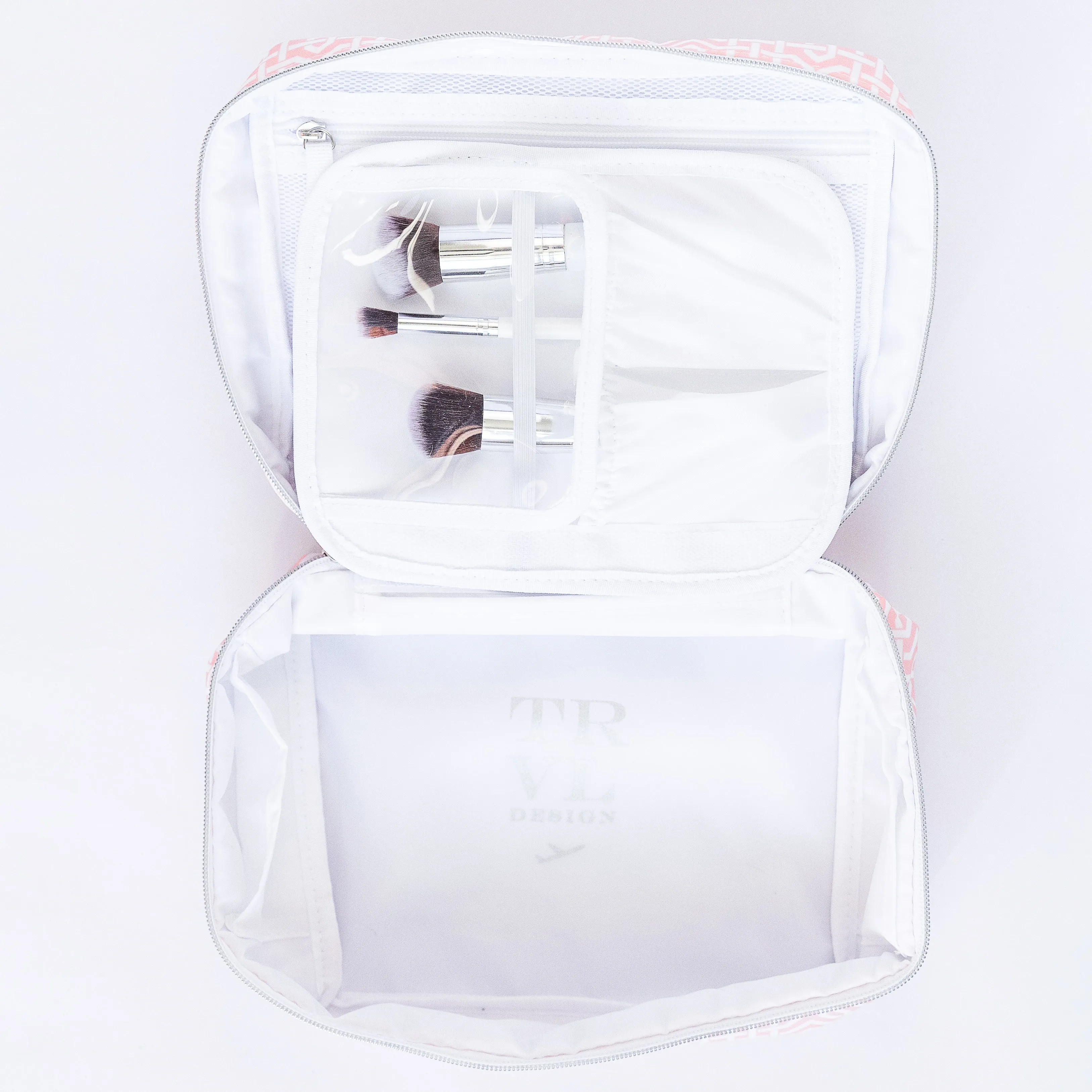 Monogrammed Travel Case - Cosmetic Bag - TRVL Design - On The Case - Lattice Blush or Floral Mist