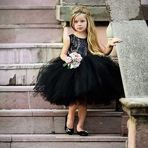 New AGQT Baby Girls Sleeveless Sequins Tutu Dress in Black! Sz 12-18 Mths!