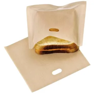 Pack of 2 Reusable Non-Stick Toaster Bags Toasted Sandwich Pockets