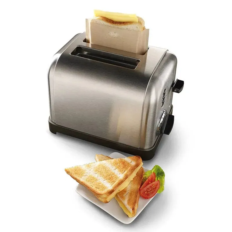 Pack of 2 Reusable Non-Stick Toaster Bags Toasted Sandwich Pockets
