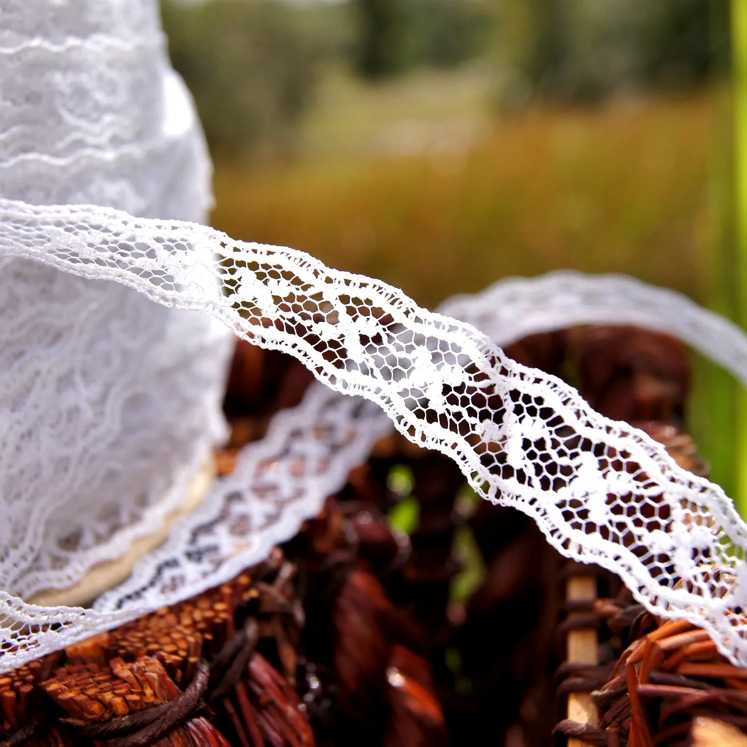 Pure White Tiny Galloon Lace Trim ⅝" wide