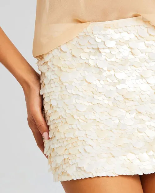 RETROFETE | Arwen Sequin Skirt | Beige/White