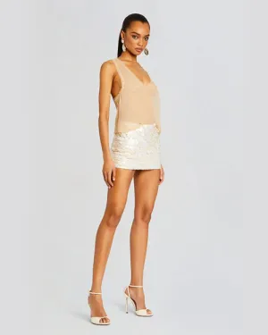 RETROFETE | Arwen Sequin Skirt | Beige/White