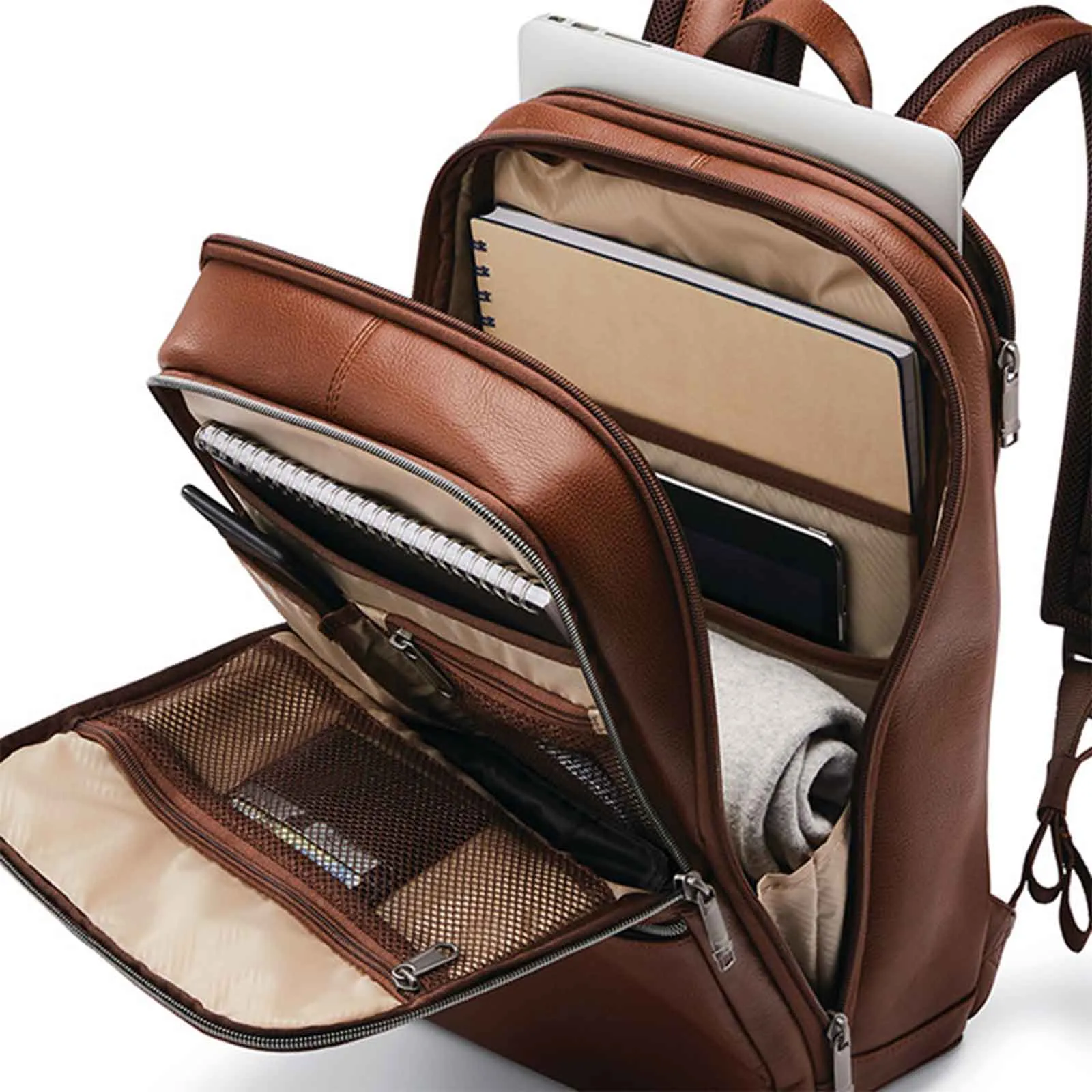 Samsonite Classic Leather 14.1 Inch Laptop Backpack Cognac