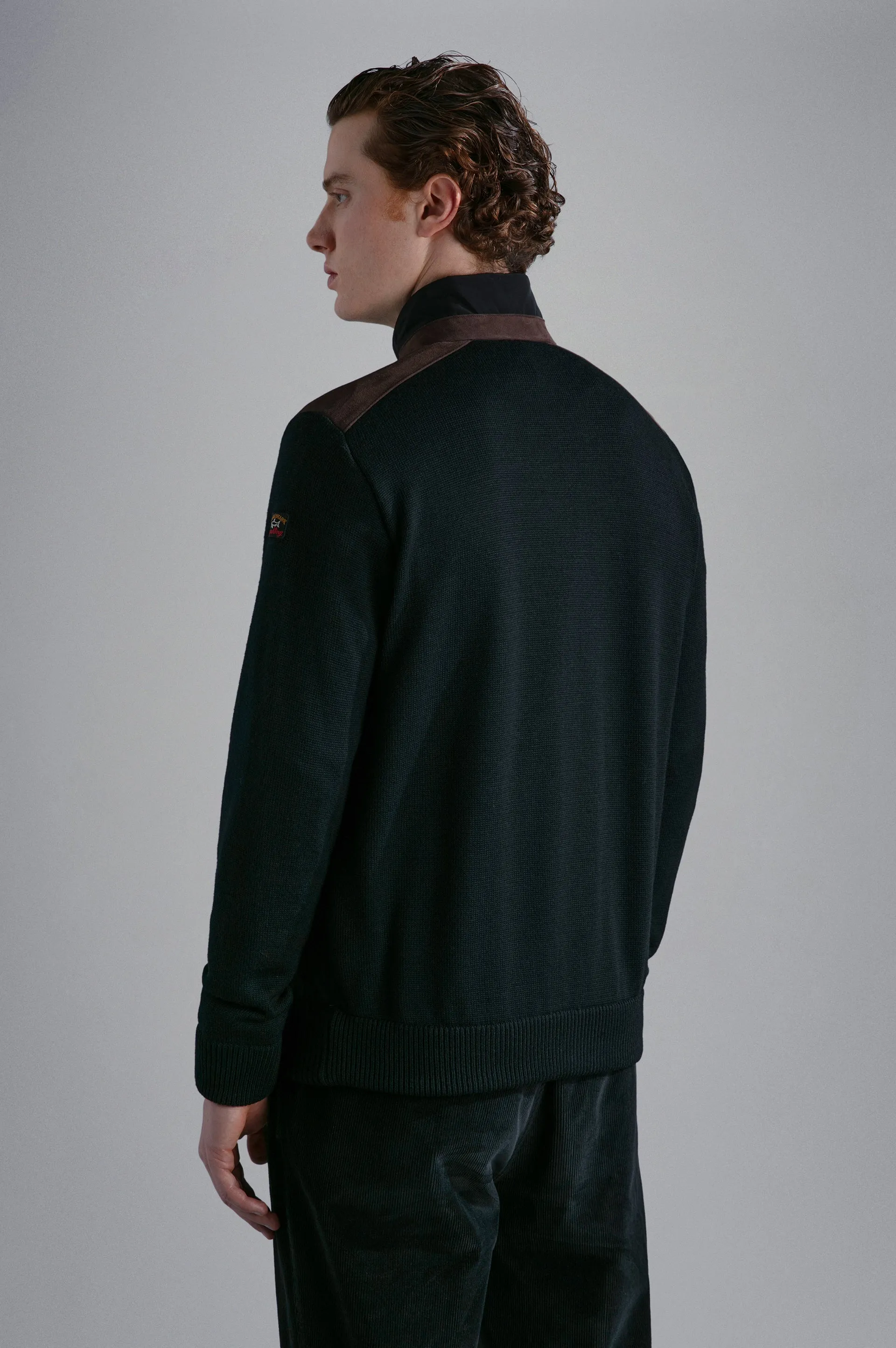 Save the Sea Aqua Leather Hybrid Blouson in Black