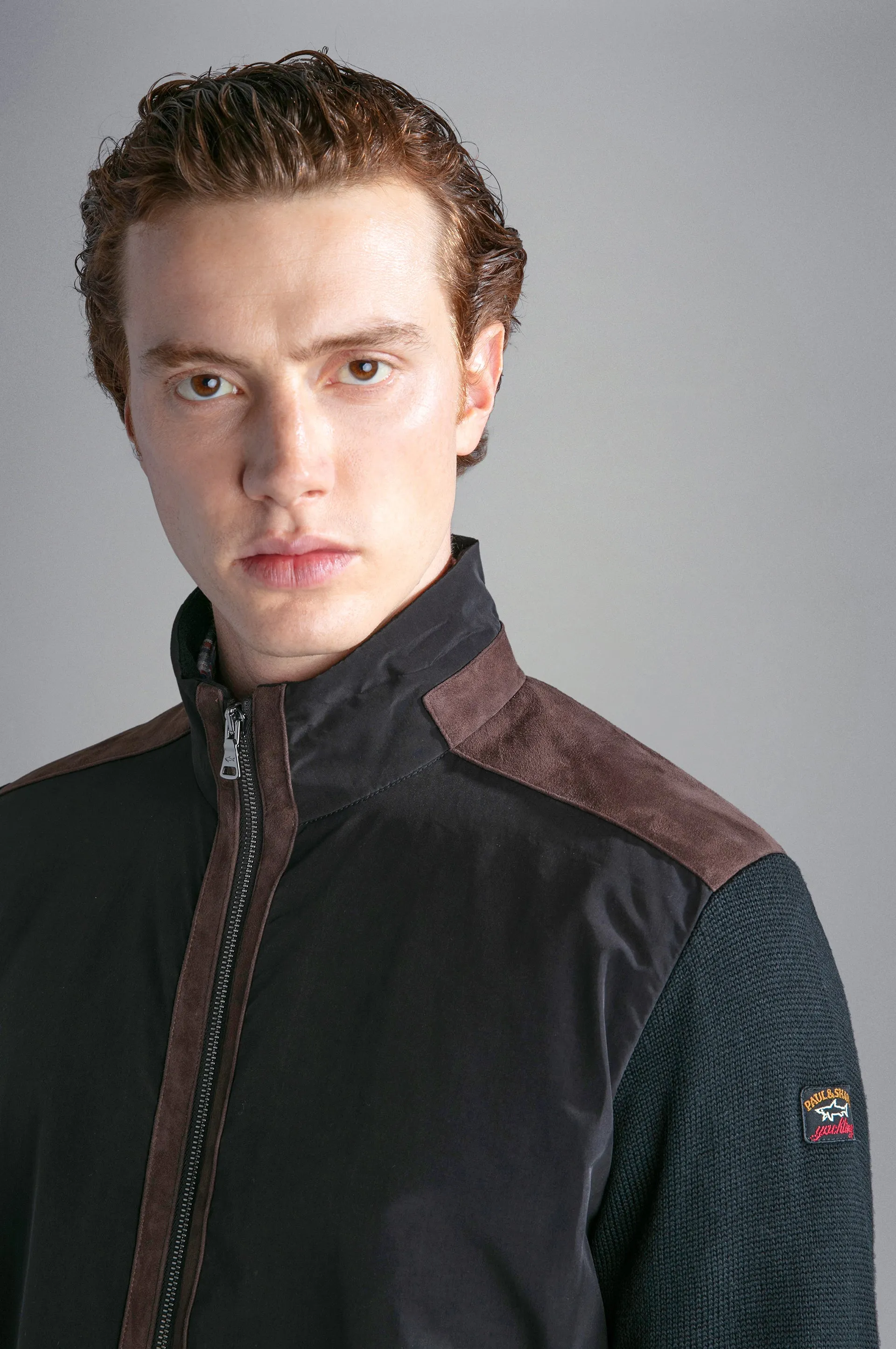 Save the Sea Aqua Leather Hybrid Blouson in Black